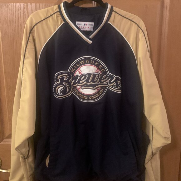 Milwaukee Brewers MLB Genuine Merchandise Lined Pullover Windbreaker Size L - Picture 1 of 8